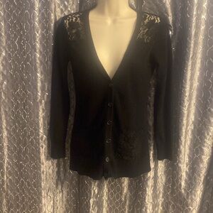 Lace black cardigan